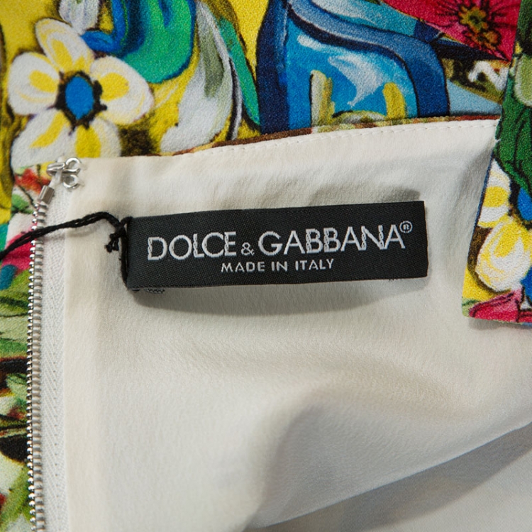 Pre Owned Dolce and Gabbana Multicolor Floral Printed Crepe Cady Short Dress M