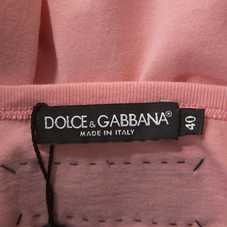 Pre Owned Dolce and Gabbana Pink Printed Cotton All The Lovers T-Shirt S