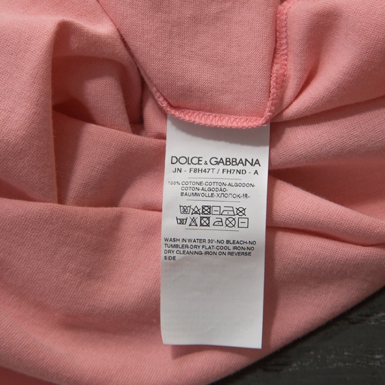 Pre Owned Dolce and Gabbana Pink Printed Cotton All The Lovers T-Shirt S