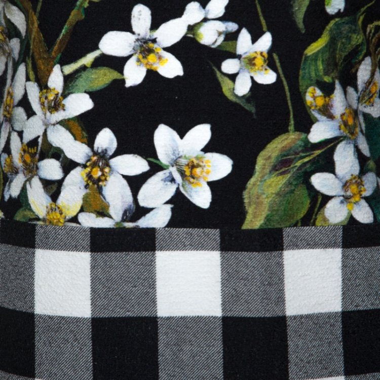 Pre Owned Dolce and Gabbana Floral Gingham Print Cotton Short Dress S