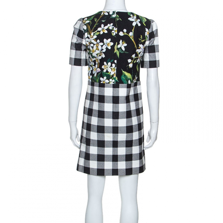 Pre Owned Dolce and Gabbana Floral Gingham Print Cotton Short Dress S