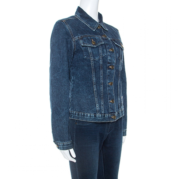 Pre Owned Dolce and Gabbana Blue Denim Embellished Detail Jacket M