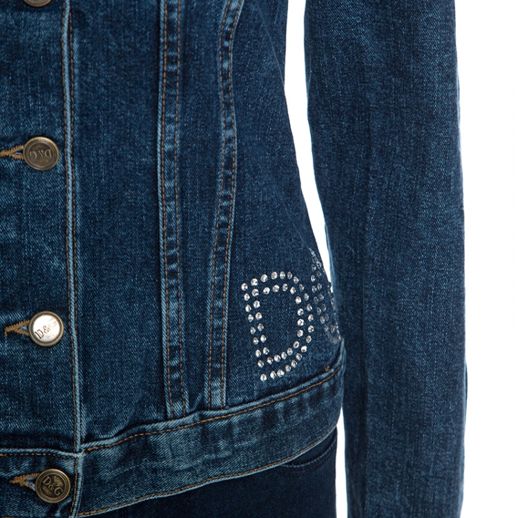Pre Owned Dolce and Gabbana Blue Denim Embellished Detail Jacket M