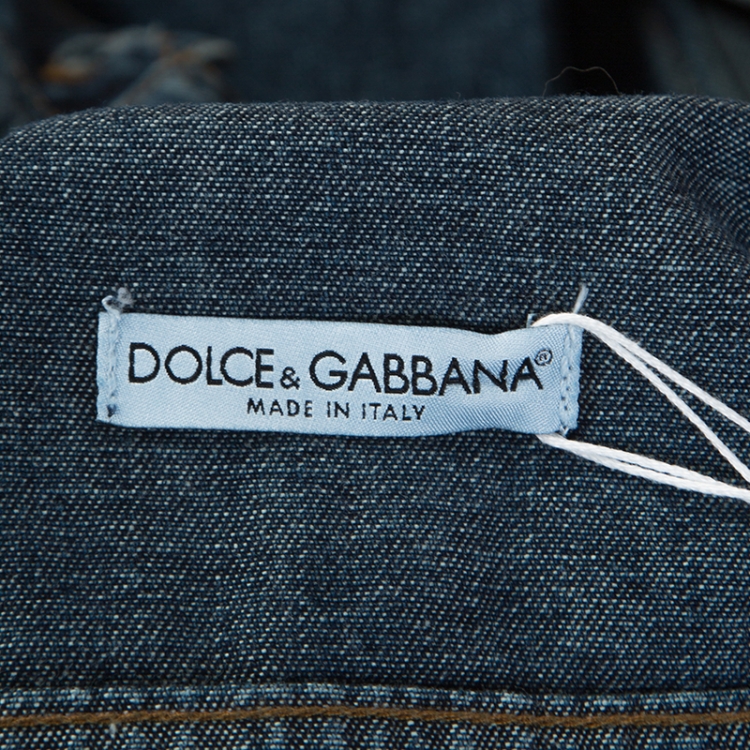 Pre Owned Dolce and Gabbana Blue Denim Embellished Detail Jacket M