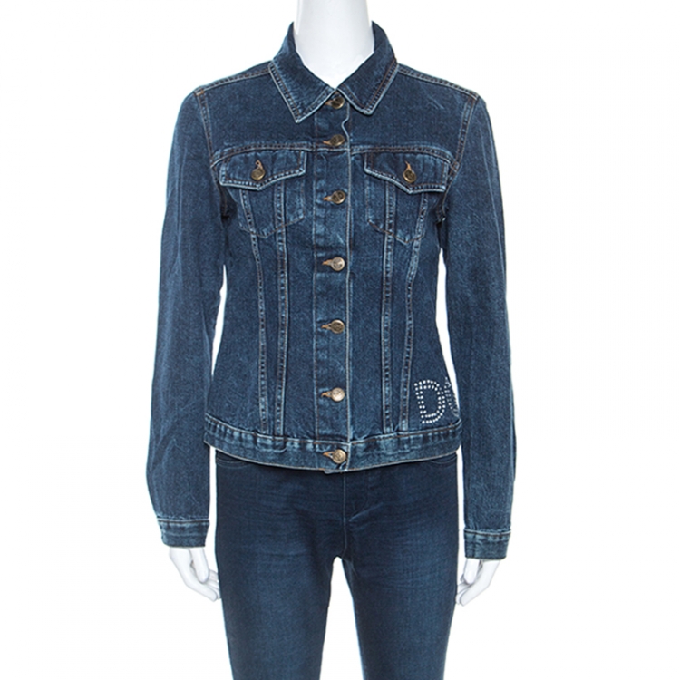 Pre Owned Dolce and Gabbana Blue Denim Embellished Detail Jacket M