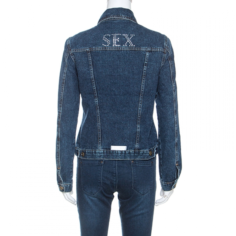 Pre Owned Dolce and Gabbana Blue Denim Embellished Detail Jacket M