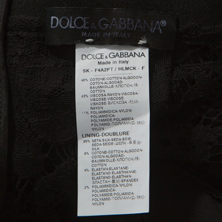 Pre Owned Dolce and Gabbana Black Lace Knee Length Skirt M