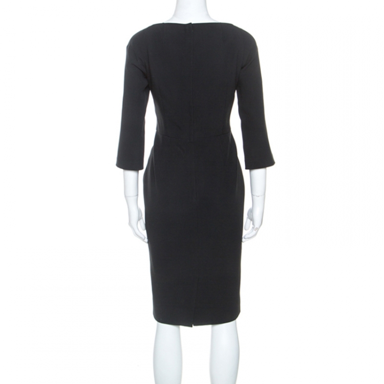 Pre Owned Dolce and Gabbana Black Crepe Slim Fit Midi Dress L
