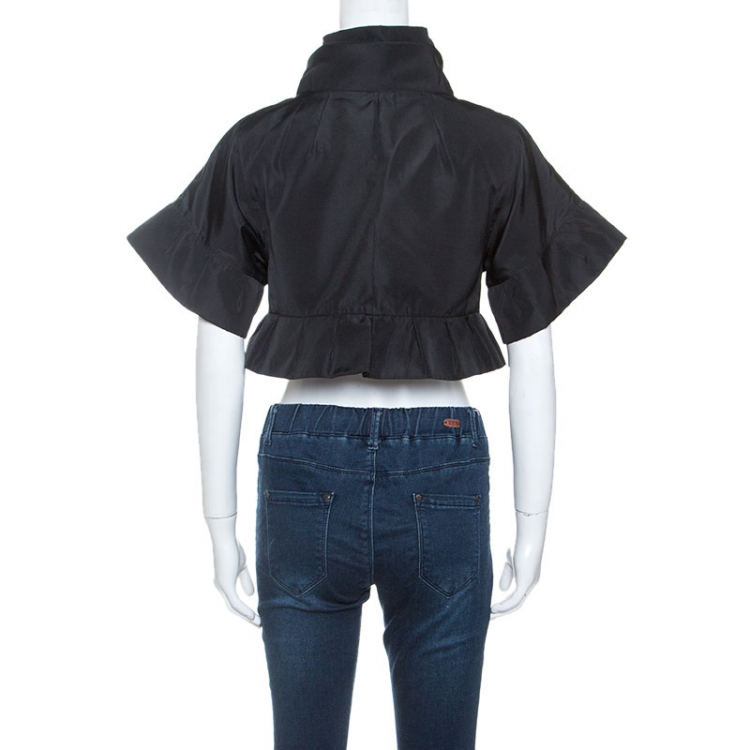 Pre Owned Dolce & Gabbana Black Taffeta Button Front Shrug M