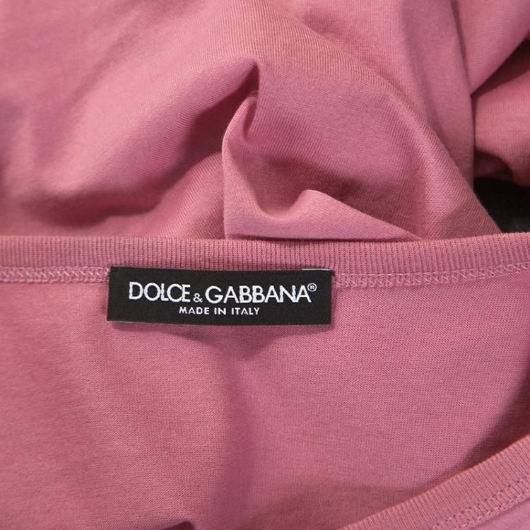 Pre Owned Dolce & Gabbana Pink Cotton DG Family Applique Tank Top S