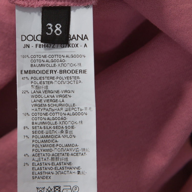 Pre Owned Dolce & Gabbana Pink Cotton DG Family Applique Tank Top S