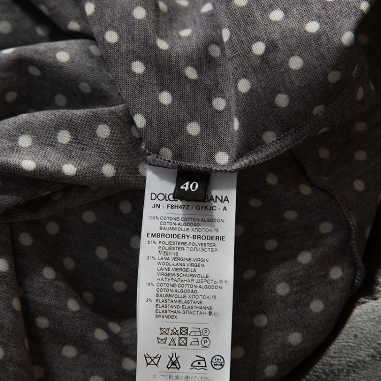 Pre Owned Dolce & Gabbana Black Polka Dot DG Family Applique Cotton Tank Top S