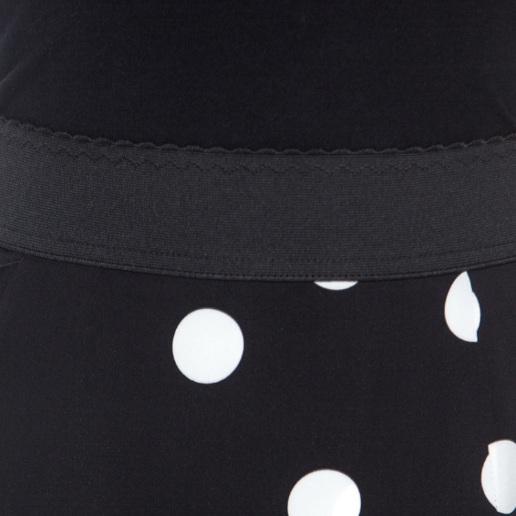 Pre Owned Dolce & Gabbana Black Polka Dotted Stretch Silk Ruffled Flounce Skirt M