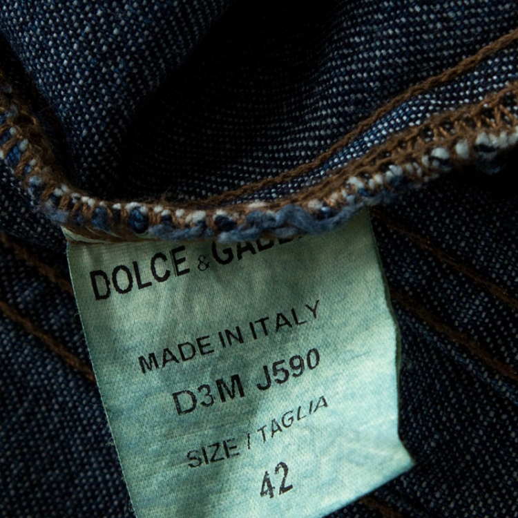 Pre Owned Dolce and Gabbana Blue Denim Embellished Detail Jacket M