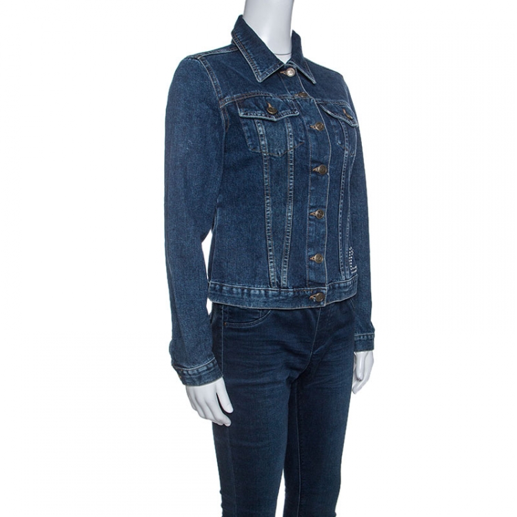 Pre Owned Dolce and Gabbana Blue Denim Embellished Detail Jacket M