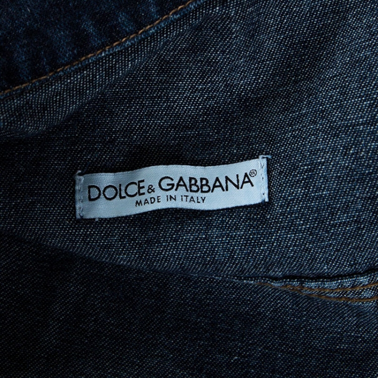 Pre Owned Dolce and Gabbana Blue Denim Embellished Detail Jacket M