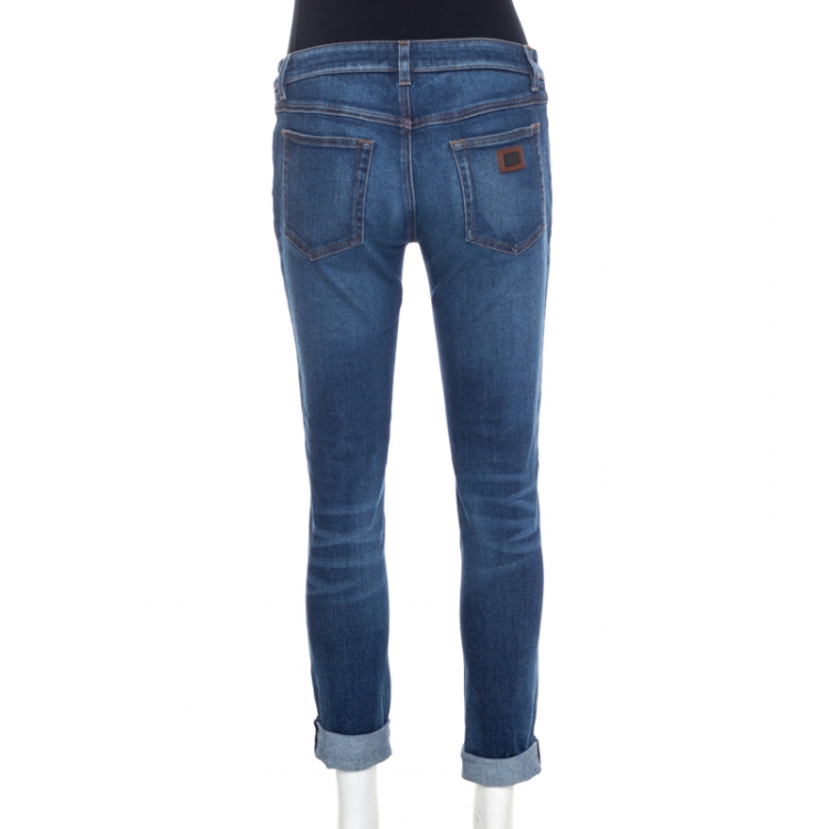 Pre Owned Dolce & Gabbana Indigo Dark Wash Denim Pretty Skinny Jeans M