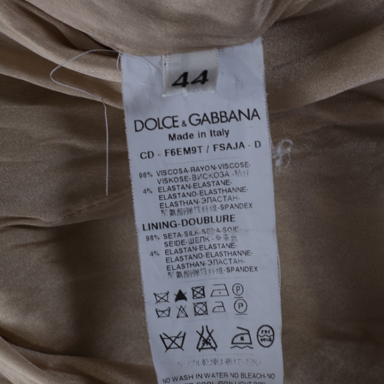 Pre Owned Dolce and Gabbana Brown Crepe Leopard Print Ruched Detail Dress M