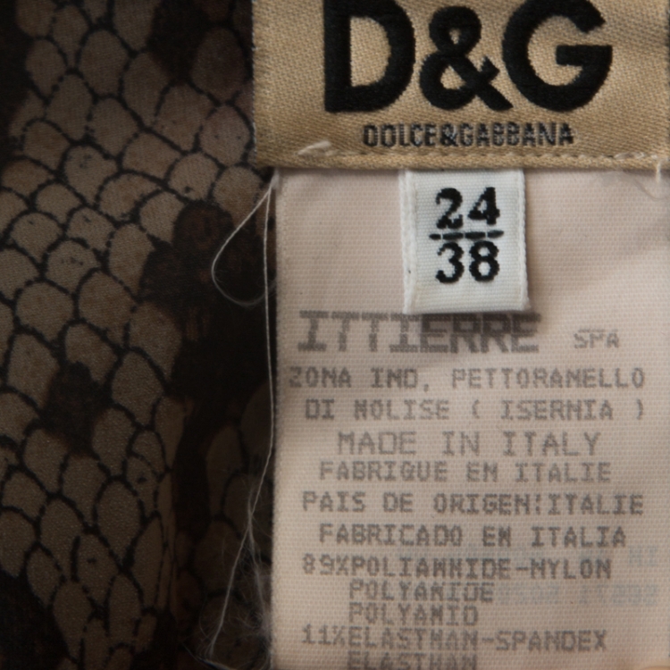 Pre Owned Dolce & Gabbana Vintage Brown Snake Print Stretch Shirt S
