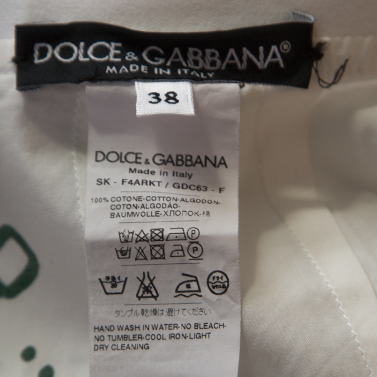 Pre Owned Dolce & Gabbana Bicolor Garden Print Cotton Maxi Skirt S