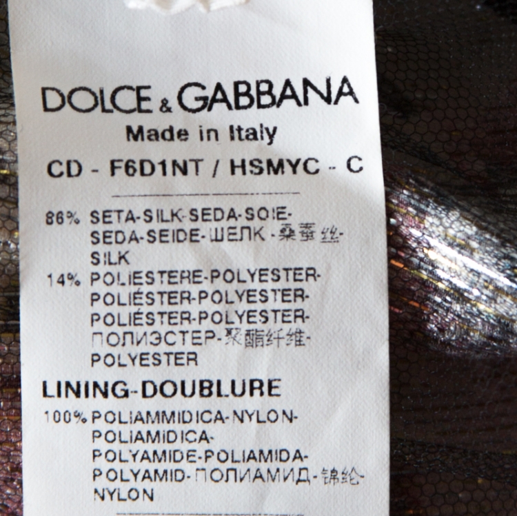 Pre Owned Dolce & Gabbana Multicolor Floral Print Lurex Silk Maxi Dress L