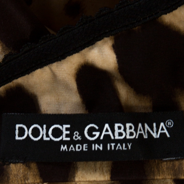 Pre Owned Dolce & Gabbana Brown Leopard Print Silk Maxi Dress S