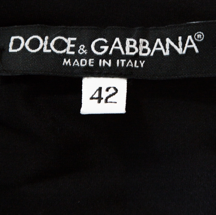 Pre Owned Dolce & Gabbana Black Sequined Ruched Tulle Dress M