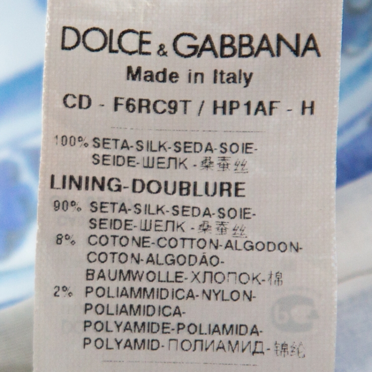 Pre Owned Dolce & Gabbana Blue Majolica Print Silk Organza Pleated Midi Dress M