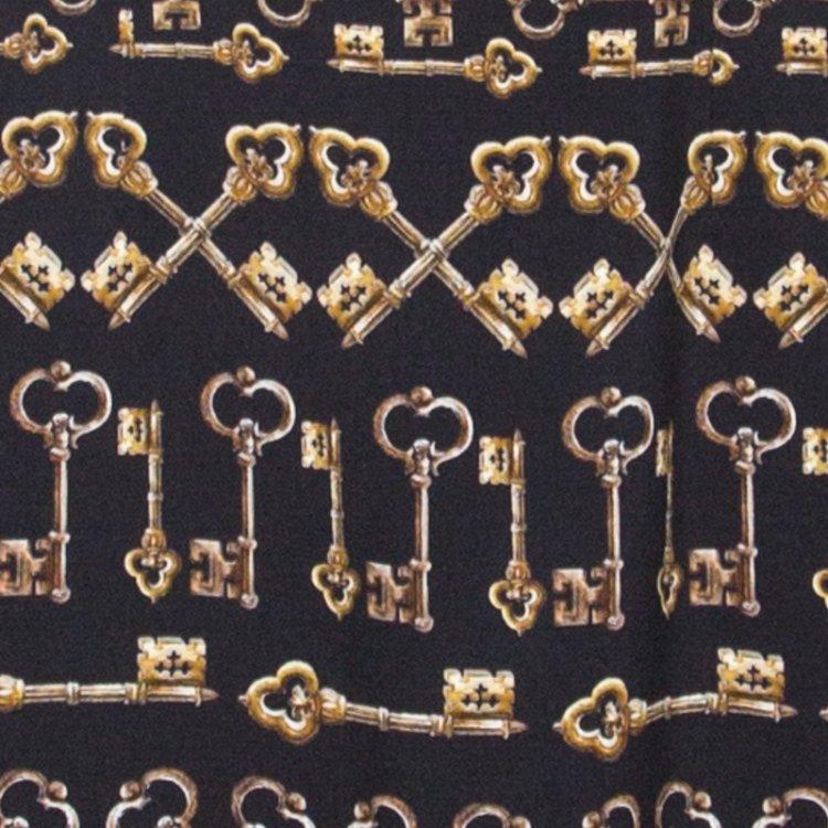 Pre Owned Dolce and Gabbana Black Crepe Key Print Sheath Dress M 