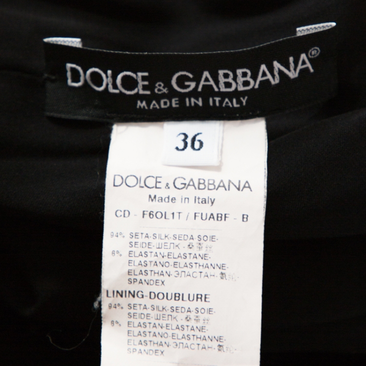 Pre Owned Dolce & Gabbana Black Stretch Silk Ruched Midi Dress XS