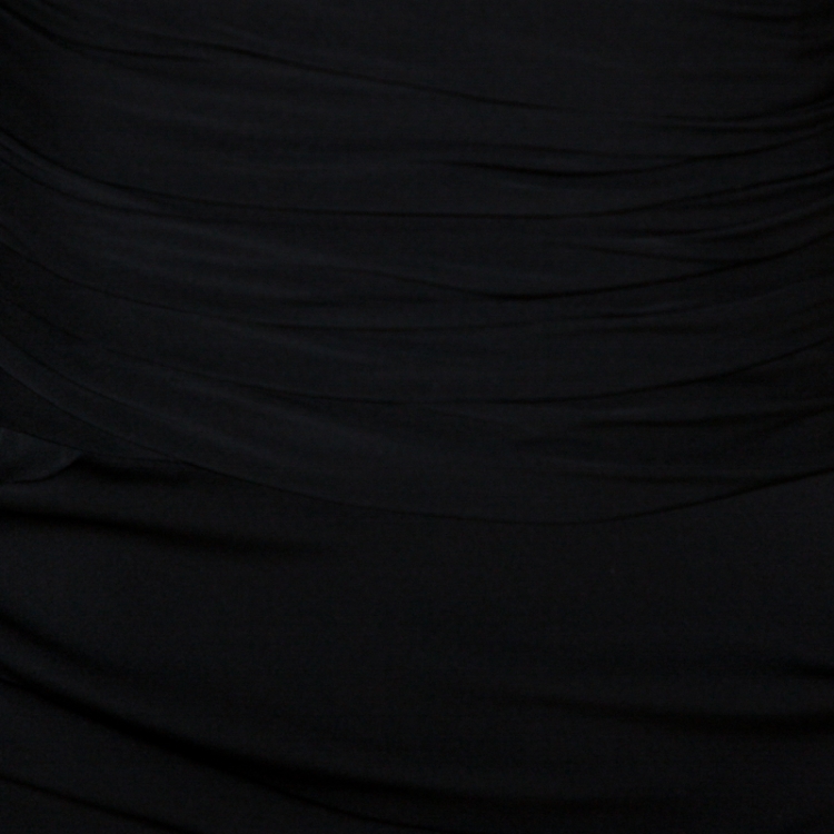 Pre Owned Dolce & Gabbana Black Stretch Silk Ruched Midi Dress XS