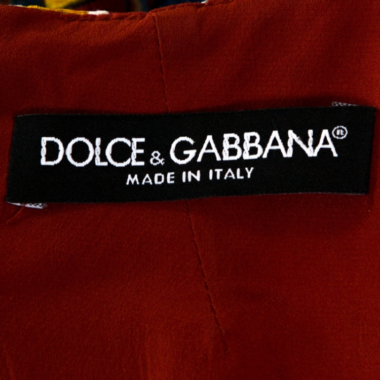 Pre Owned Dolce & Gabbana Multicolor Carretto Print Sleeveless Shift Dress L