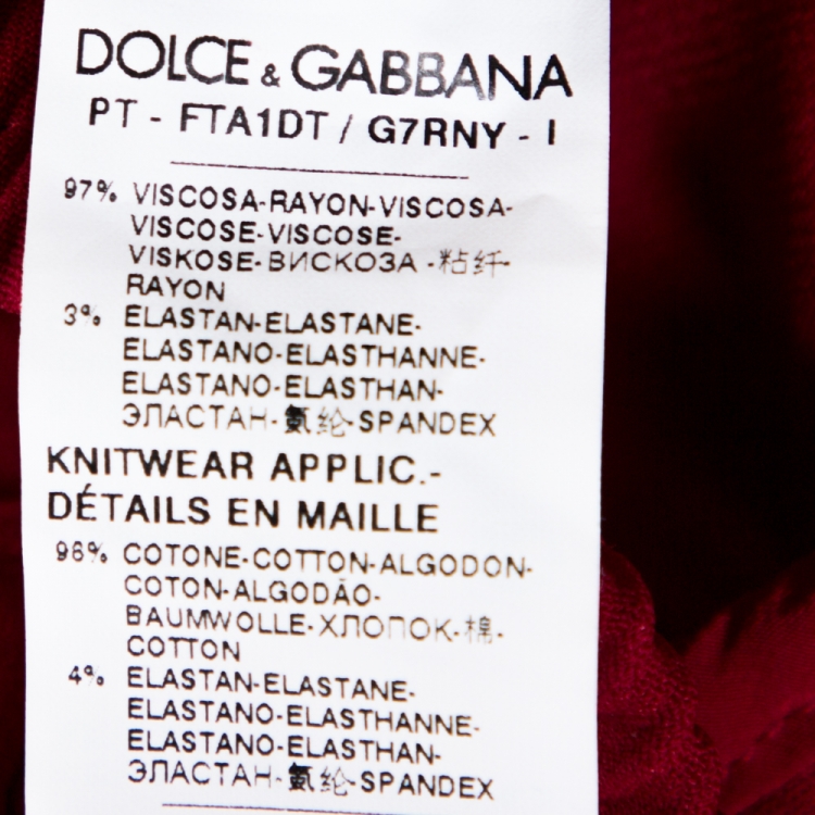 Pre Owned Dolce & Gabbana Garnet Red Crepe Logo Striped Track Pants M