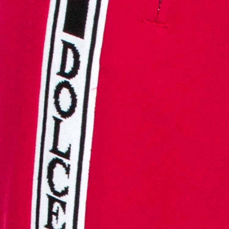 Pre Owned Dolce & Gabbana Garnet Red Crepe Logo Striped Track Pants M