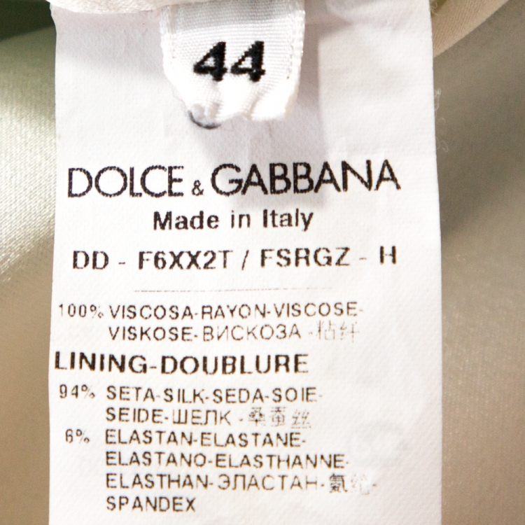 Pre Owned Dolce & Gabbana Bicolor Banana Leaf Print Crepe Fitted Dress M