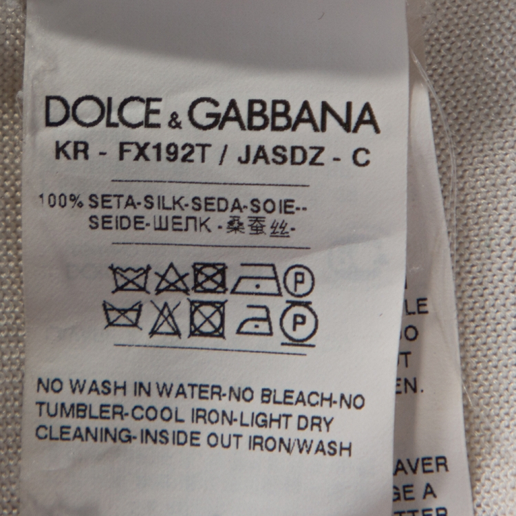Pre Owned Dolce & Gabbana Off White Majolica Print Silk Oversized Top XS