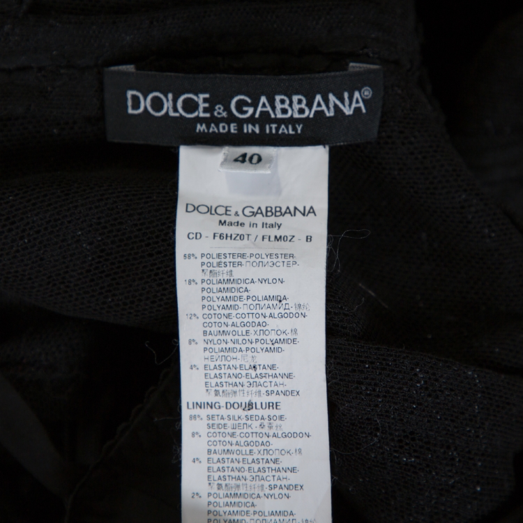 Pre Owned Dolce & Gabbana Black Lace Floral Appliqued Tulle Dress S