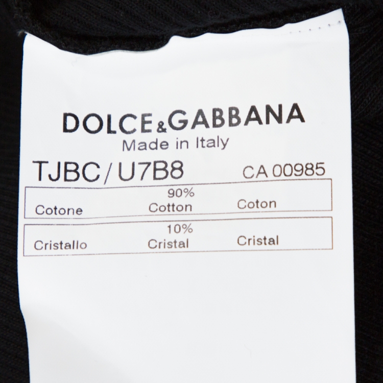 Pre Owned Dolce & Gabbana Black Cotton Crystal Embellished Tank Top L