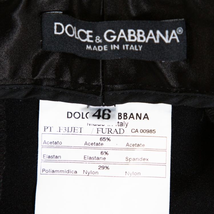 Pre Owned Dolce & Gabbana Black Stretch Satin Flared Pants L