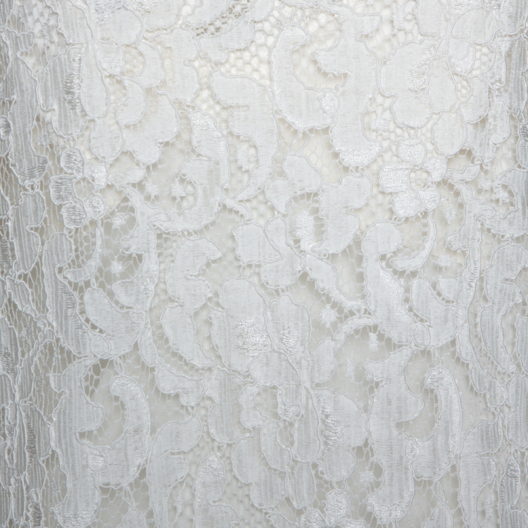 Pre Owned Dolce & Gabbana White Floral Cord Lace Scalloped Top L