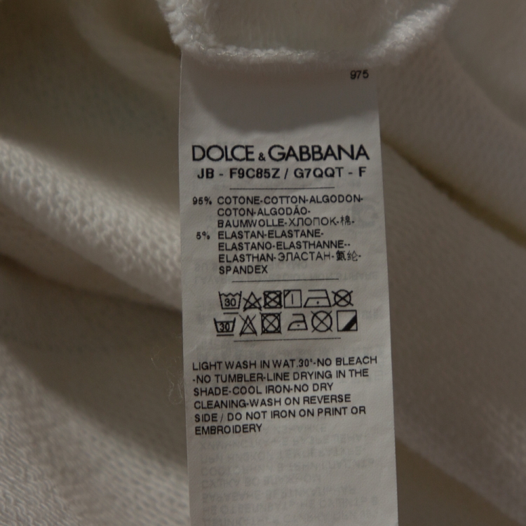 Pre Owned Dolce & Gabbana White Fashion Devotion Print Cotton Applique Detail Sweatshirt M