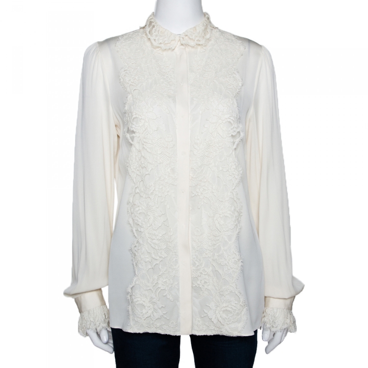 Womens Clothing Tops Blouses Dolce & Gabbana Lace Blouse in White 