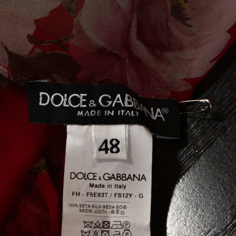 Pre Owned Dolce & Gabbana Red Animal Floral Print Silk Sheer Shirt L