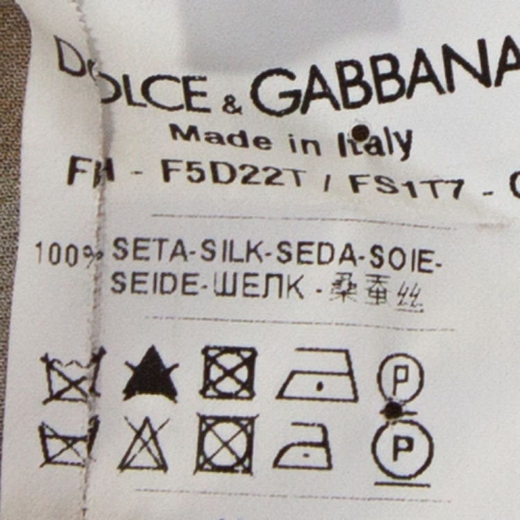 Pre Owned Dolce & Gabbana Beige Floral Printed Silk Tie Detail Sheer Blouse L