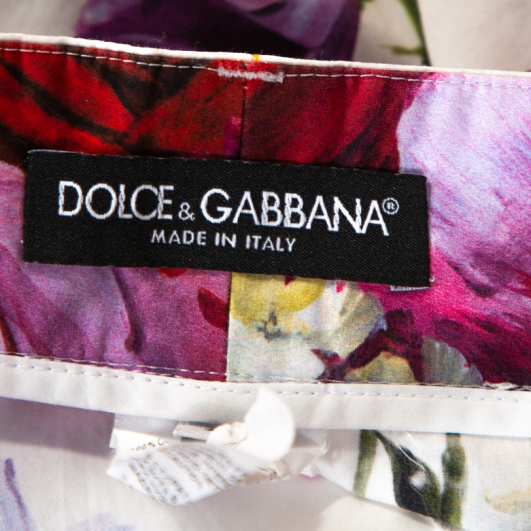 Pre Owned Dolce & Gabbana Multicolor Floral Printed Cotton Shorts S