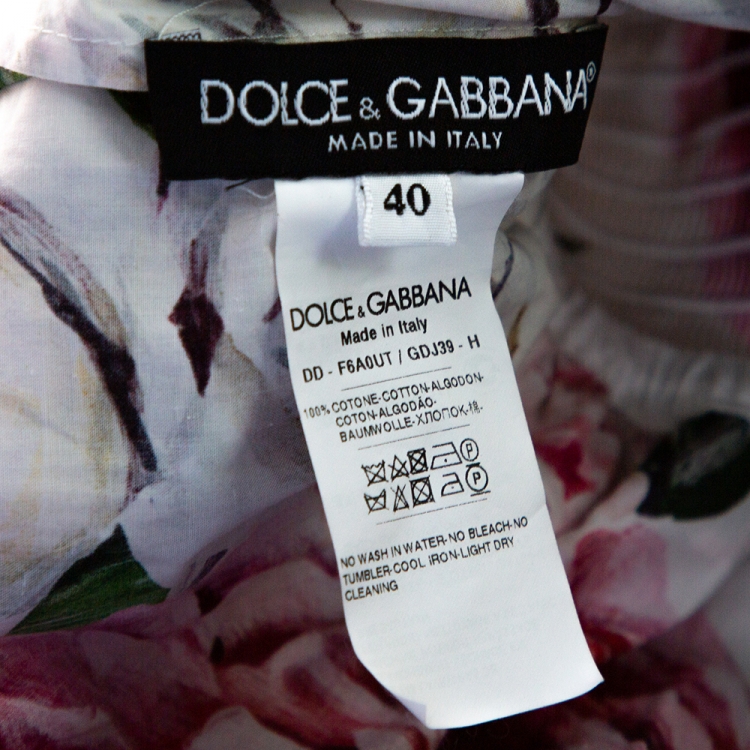 Pre Owned Dolce & Gabbana Multicolor Peony Printed Cotton Poplin Off Shoulder Dress S
