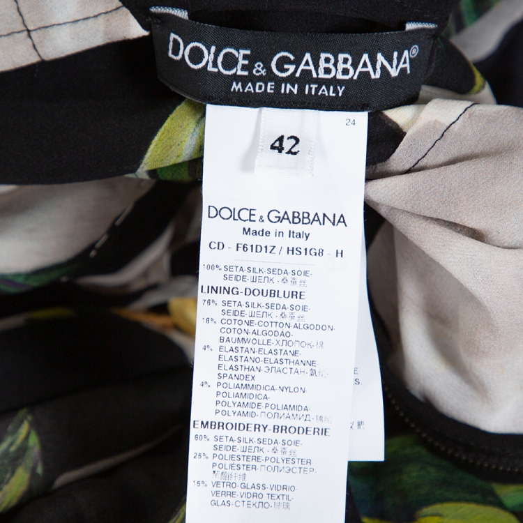 Pre Owned Dolce & Gabbana Multicolor Floral Appliqued Silk Pleated Maxi Dress M