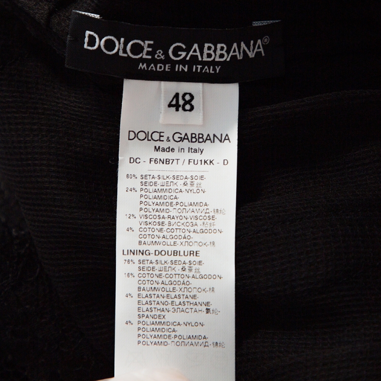 Pre Owned Dolce & Gabbana Black Silk Floral Lace Detail Maxi Dress L