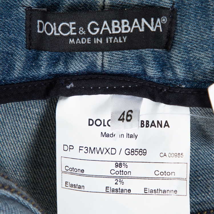 Pre Owned Dolce & Gabbana Blue Light Washed Denim Flared Jeans L
