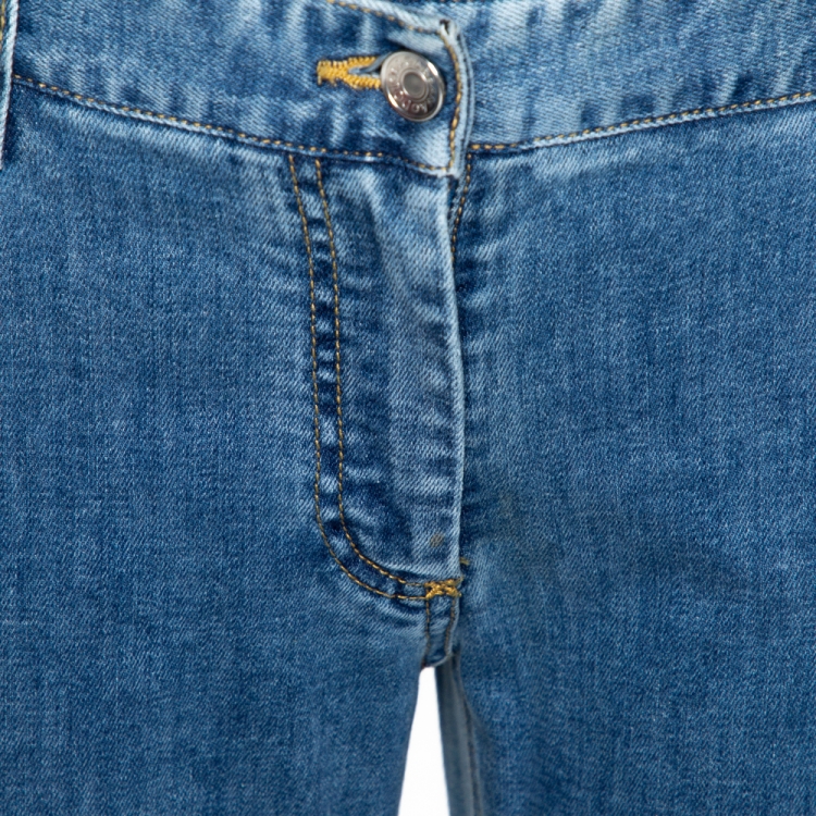 Pre Owned Dolce & Gabbana Blue Light Washed Denim Flared Jeans L